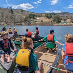 Students in a canoe