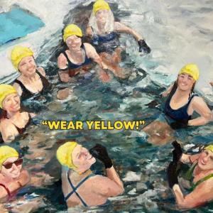 The Finding Our Voices dipping event graphic is a painting by Liz Cutler of MDI’s Cold Tits Warm Hearts, from a photograph by Gin Majka of Wicked Nippy Dippahs out of Midcoast Maine. (Photo courtesy Patrisha McLean)