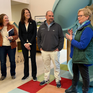 Left to right: Rhiannon Hampson, USDA Rural Development, Maine State Director; Cindy Axne, White House Senior Advisor for Rural Engagement, Delivery and Prosperity; Mark Breton CFO and COO of CedarWorks; and Congresswoman Chellie Pingree.