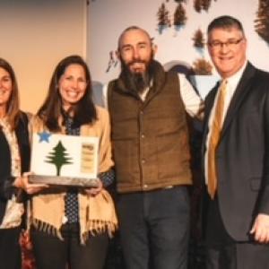 L-R: Steve Lyons, Director, Maine Office of Tourism; Greg Soutiea and
Lauren Soutiea; and Maine Department of Economic and Community Development Commissioner Heather Johnson. (Photo courtesy The Craignair Inn by the Sea and Causeway Restaurant)