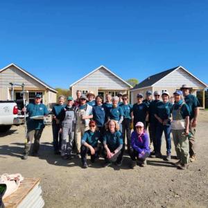 Volunteers, including staff and board members from Homeworthy, during 2024 Women Build. (Photo courtesy Midcoast Habitat for Humanity)