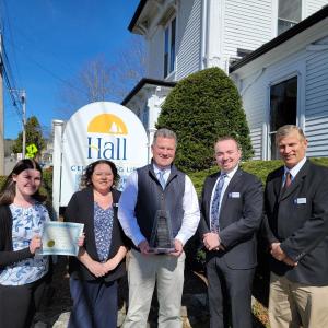From Left to Right: Lexi Hartford, Funeral Director; Trenna Bragg, Tribute Team Manager; Michael J. Hall, Owner & Funeral Director;
William 'Will' Waldron, III, Apprentice; Jamie Keene, Crematory Operator and Funeral Attendant; Not pictured (and taking the photo) Liz Hall, CFO. (Photo courtesy Hall Funeral Homes)