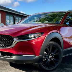 Zoom-Zoom—Mazda’s old mantra—suits the classy CX-30 Turbo near-hot hatch. Changes from 2023 include a few tech upgrades and a new trim called 2.5 Carbon Turbo. Oh, and slightly higher prices. This color is Soul Red Crystal Metallic.