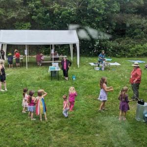 Families enjoy the bubbles at the 2023 Bubble Party. (Photo courtesy Carver Memorial Library)