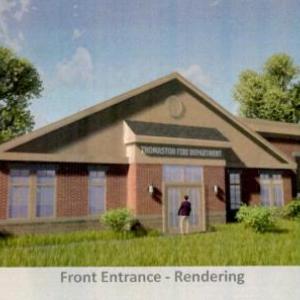 Proposed rendering of a new Fire and EMS station on the Thomaston Green. All renderings are subject to change. Thomaston fire and Ems rendering