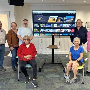 (L-R): Rockport Library Director Ben Blackmon with Friends of Rockport Library members Ann Filley, Brian Filley, Alice Cahn, Betsy Elwin, Nelda McClellan, and Sarah Rheault. (Photo courtesy Rockport Public Library)