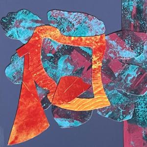 A by Allegra Kuhn, Mixed Media with encaustic. (Photo courtesy Stockton Springs Community Library)