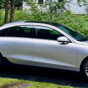 Electricity and water don’t mix well, or mix all too well, so I have qualms about recharging outdoors in the rain, but every EV and plug-in hybrid can cope with this. (One of my own cars is in that bay of the garage, so I can’t roll this one inside.) The Ioniq 6 hasn’t changed since 2023; it remains a smooth and stylish sedan that in AWD configuration offers tremendous—or sedate—performance.