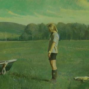 David Graeme Baker, Tender, oil on linen mounted on panel, 22x40". (Photo courtesy Page Gallery)